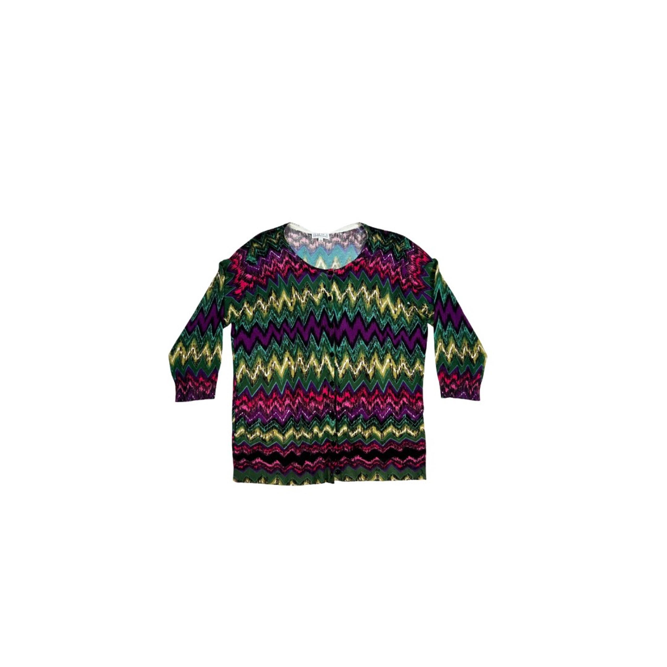 Joseph A. Women's Colorful Blouse Light Weight Knit Top SZ XL Neon Chevron Print