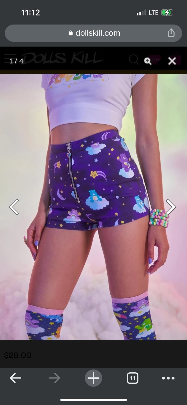 Dolls Kill x Care Bears Cloud Covers Twill Graphic Shorts