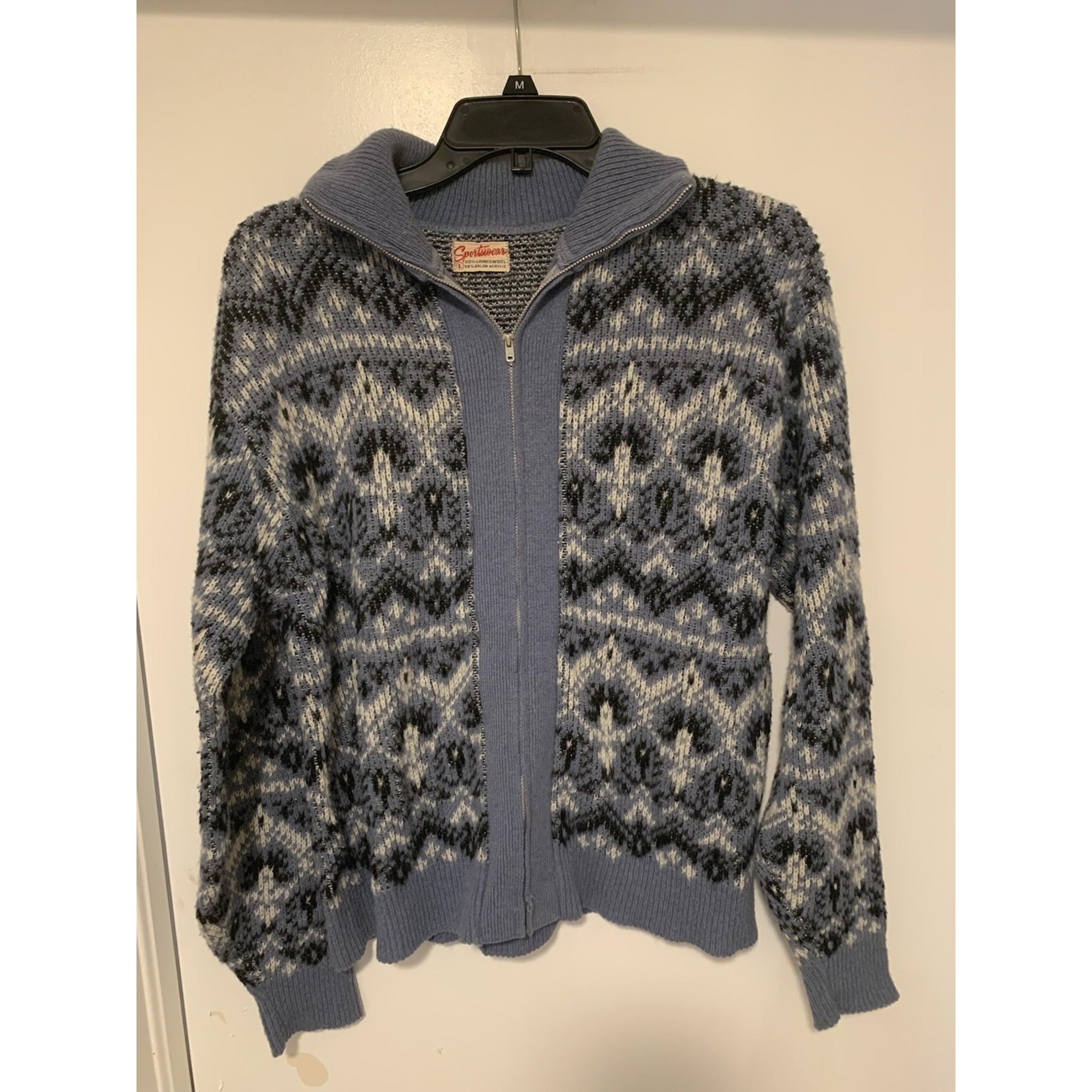 Vintage Women's Zip Up Acryllic Sweater Size L