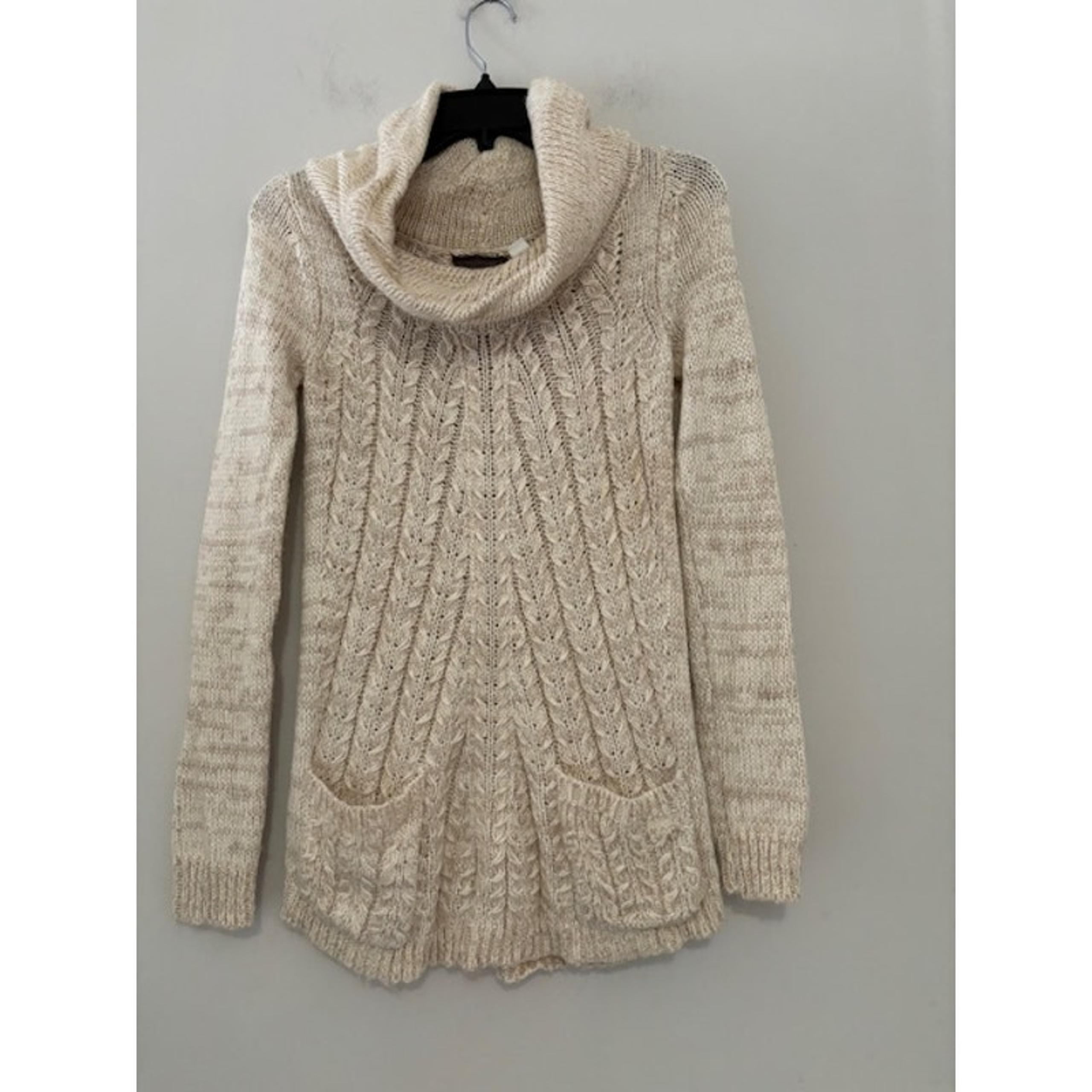 Guinevere Anthropologie Cable Knit Cowl Neck Wool Mohair Blend Sweater Size XS
