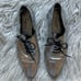 Michael Kors Collection Metallic Silver Leather Crackled Lace Up Loafers Sz 37.5