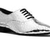 Michael Kors Collection Metallic Silver Leather Crackled Lace Up Loafers Sz 37.5