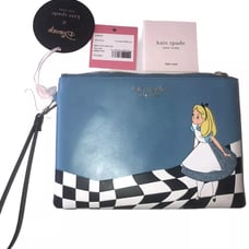 2021 Kate Spade x Alice in Wonderland Disney Parks Pouch/Wristlet Blue NWT