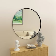22 x 22 Black Elvire Metal Round Wall Mirror Premium quality