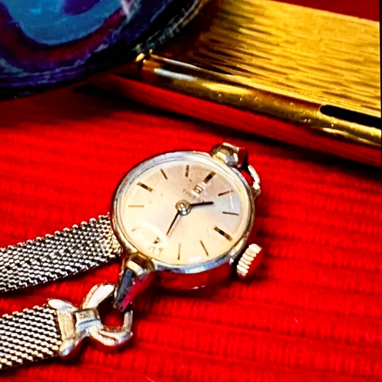 #384 VINTAGE TISSOT 10K White Gold RGP WATCH - LADIE'S WIND UP Cocktail watch