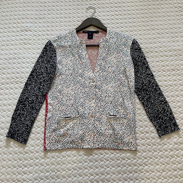NWOT Marc by Marc Jacobs Punch Pink Multi Punch Pink Cotton Cardigan Size XS