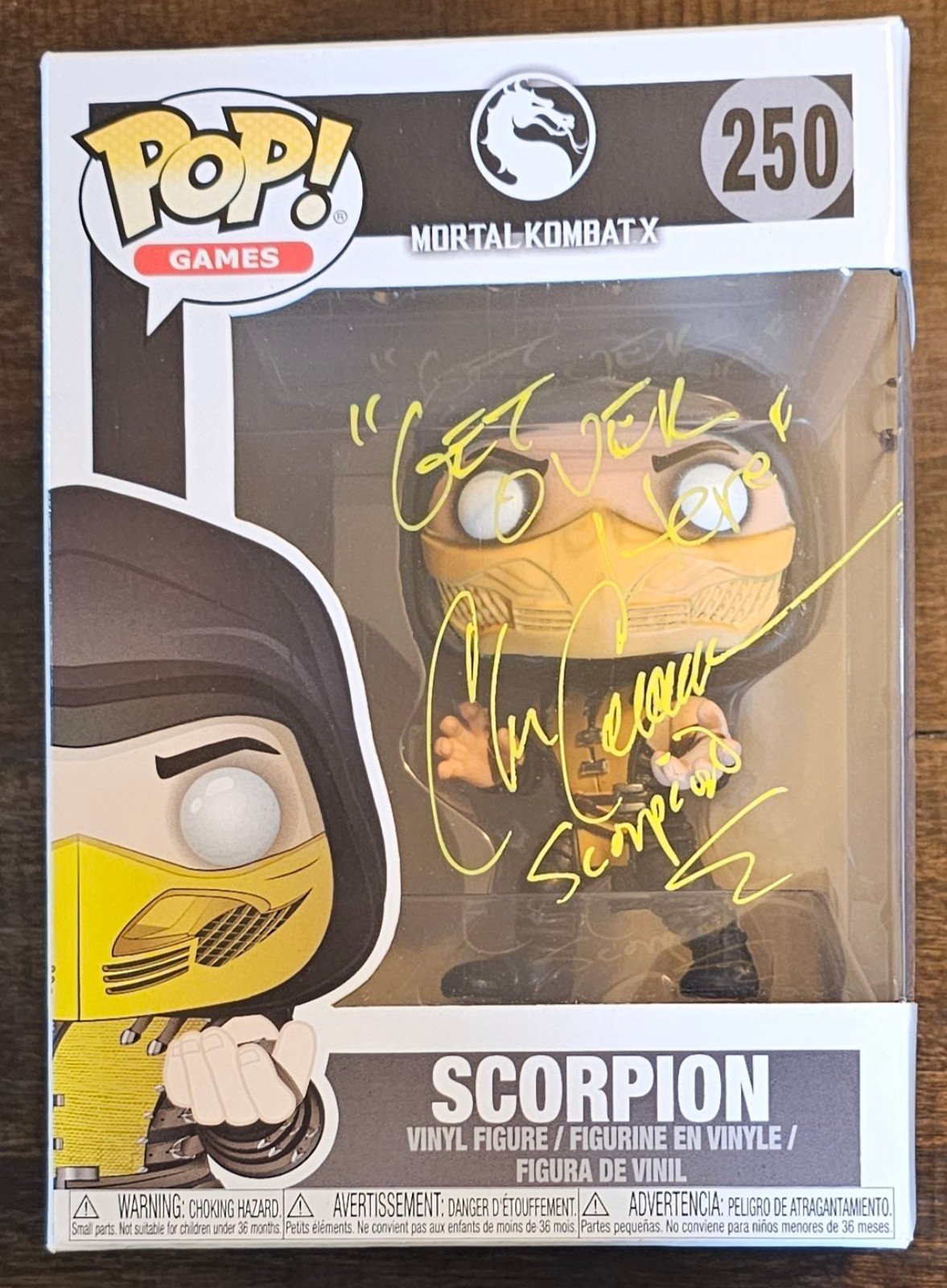 Chris Casamassa signed Scorpion Mortal Kombat Funko Pop #250 with Get Over Here
