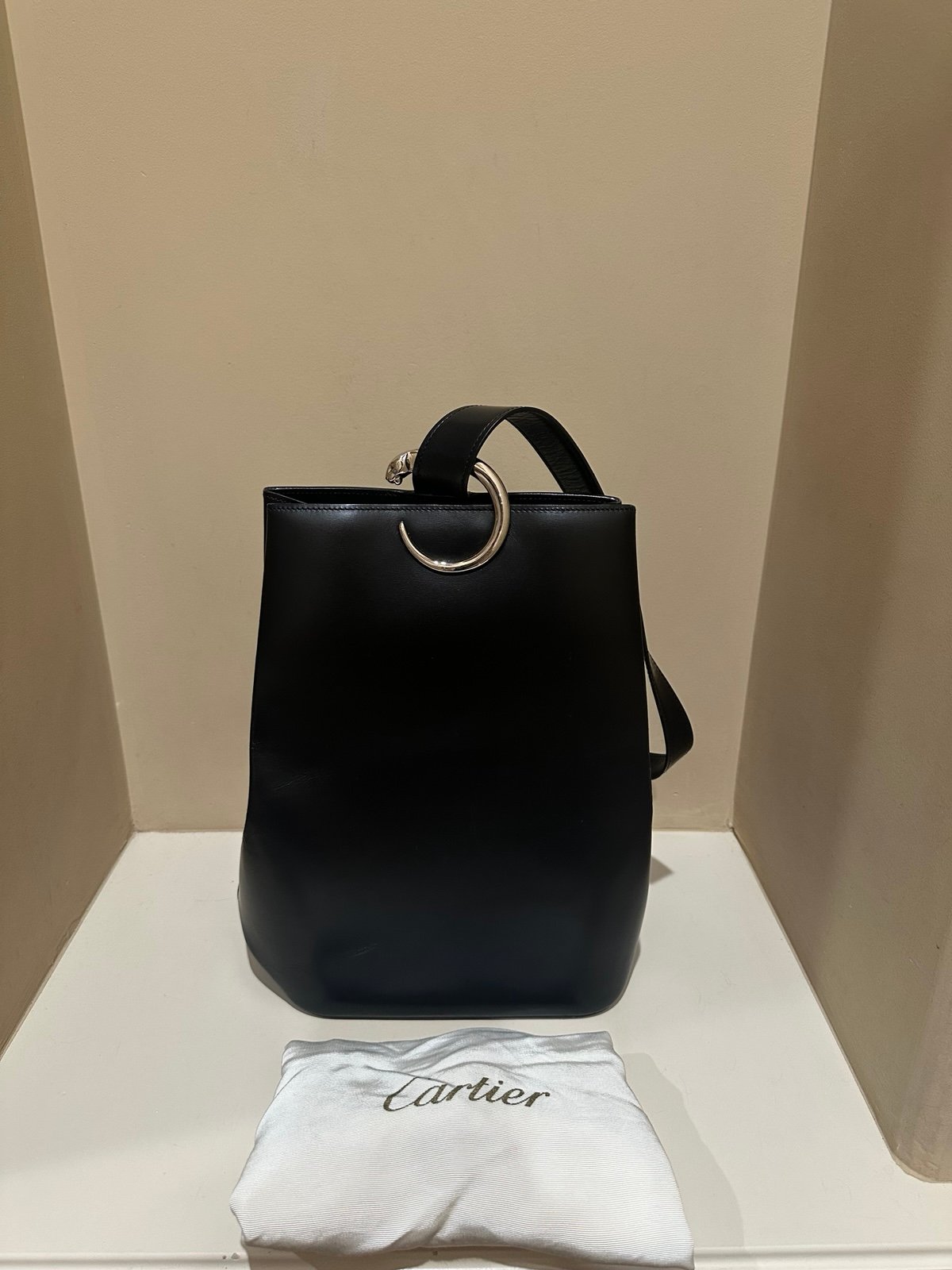 Cartier Panthere Black Leather Sling Backpack
