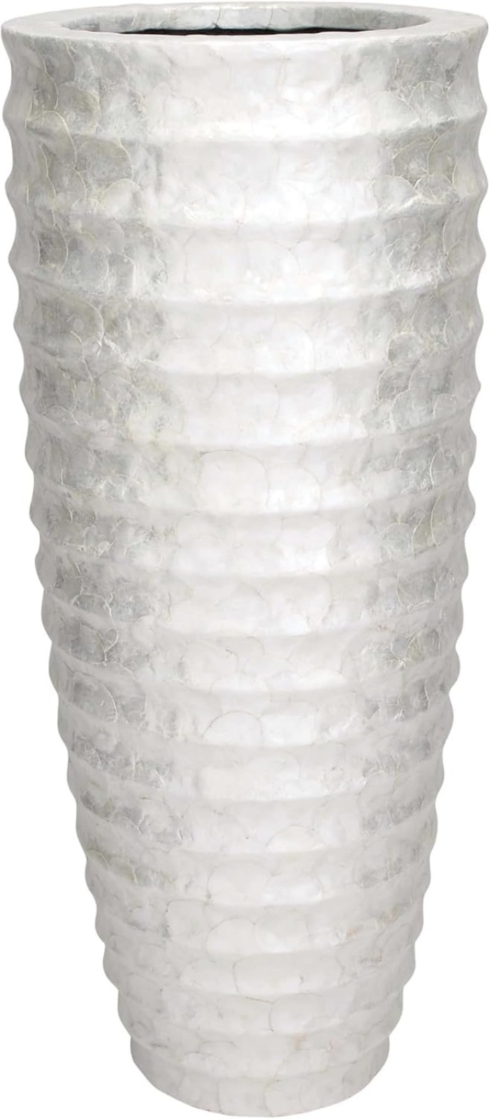 Deco 79 Capiz Shell Decorative Vase Tall Floor Centerpiece Vase with Ripple Desi