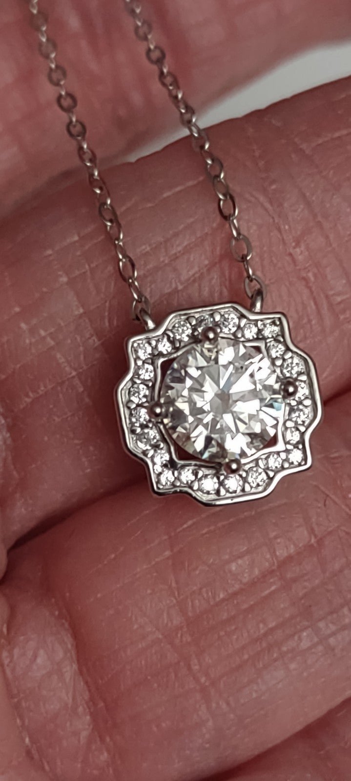 1 carat positive testing diamond pendant necklace 925 Sterling 18-in chain