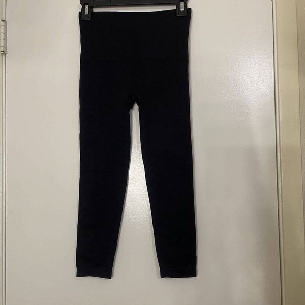 SPANX black cropped high waist tummy control shaping leggings size medium