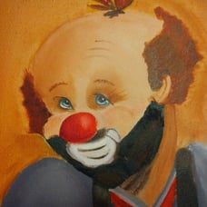 Vintage Clown Oil Painting