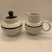 Vintage MCM J & G Meakin White with Black Band Creamer and Sugar Bowl Set