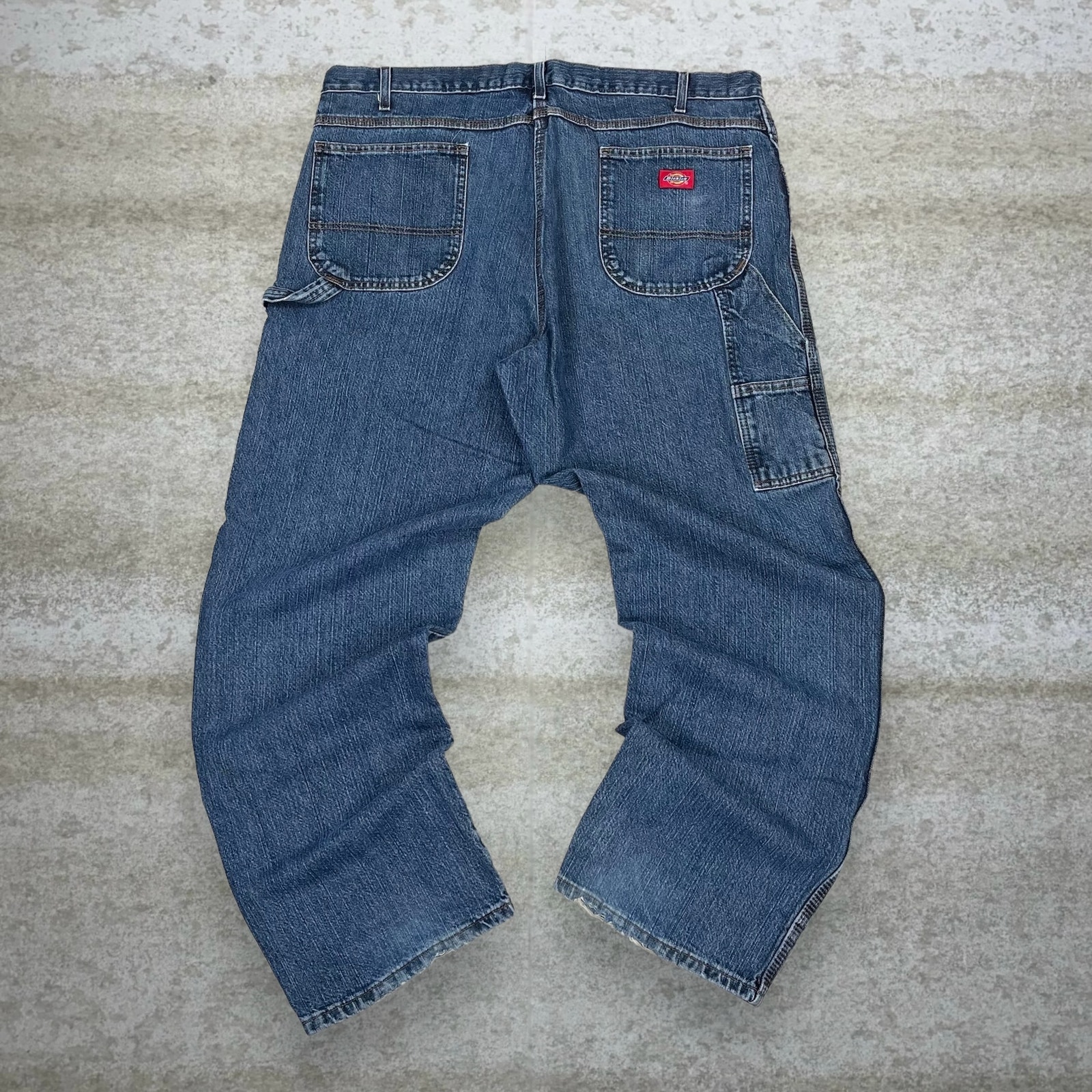 Vintage Dickies Carpenter Jeans Dark Wash Denim Baggy Wide Leg Fit Dungarees 90s