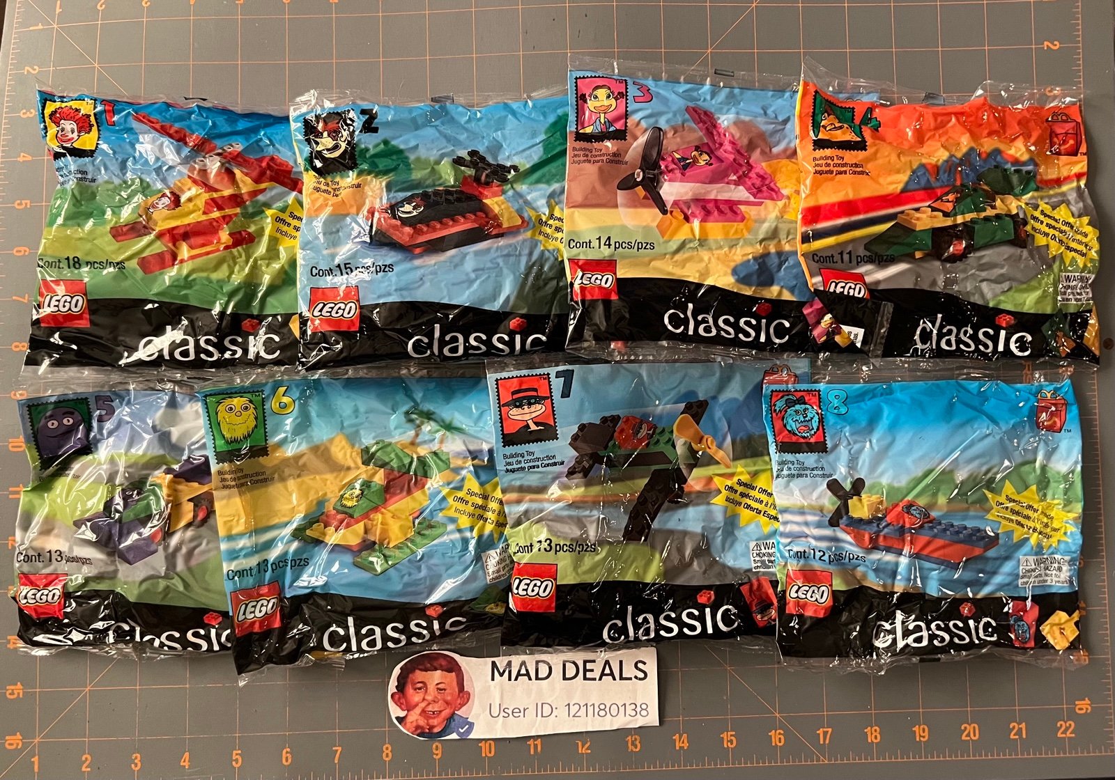 Lego Classic McDonald's 1999 complete set unopened packages happy meal