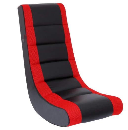 Classic Video Rocker Gaming Chair Faux Leather Mesh Black/Red
