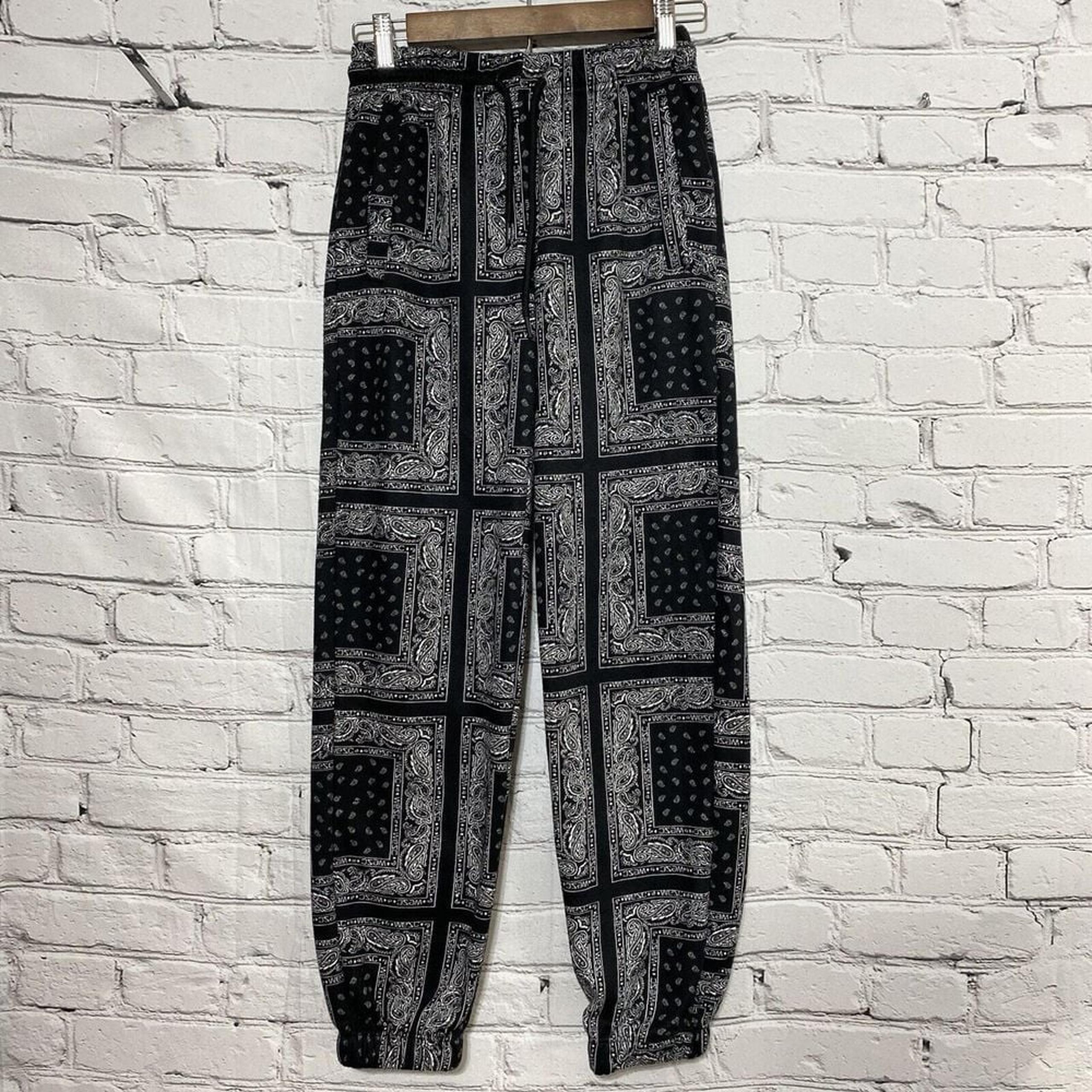 Wesc Conspiracy Unisex Jogger Pants Mens's XS Women's S Black Paisley Geometric