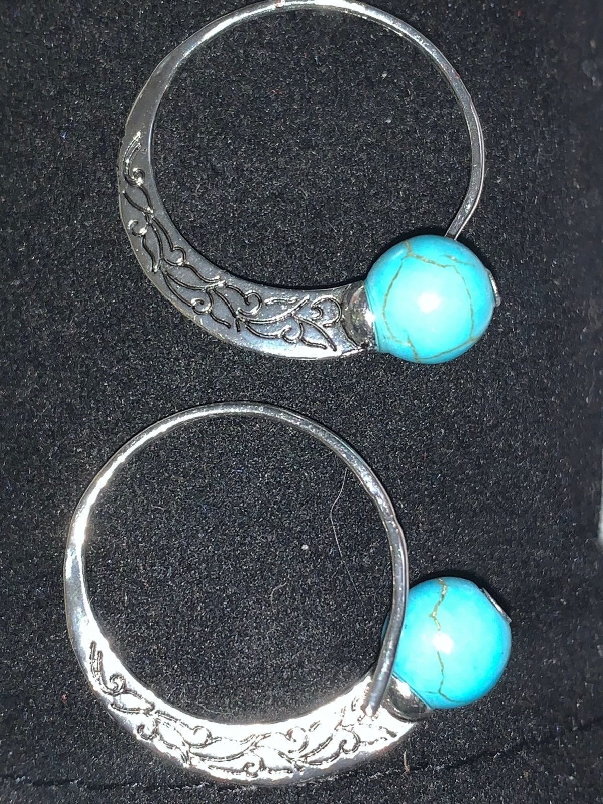 circular natural turquoise earrings
