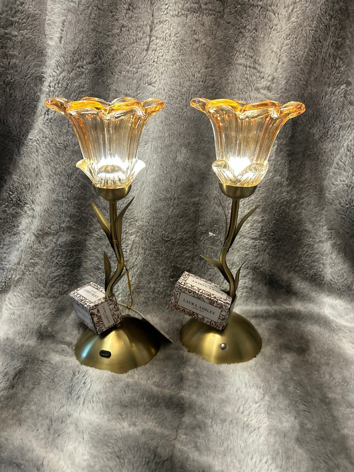 Laura Ashley Flower Rechargeable Touch Lamp Set