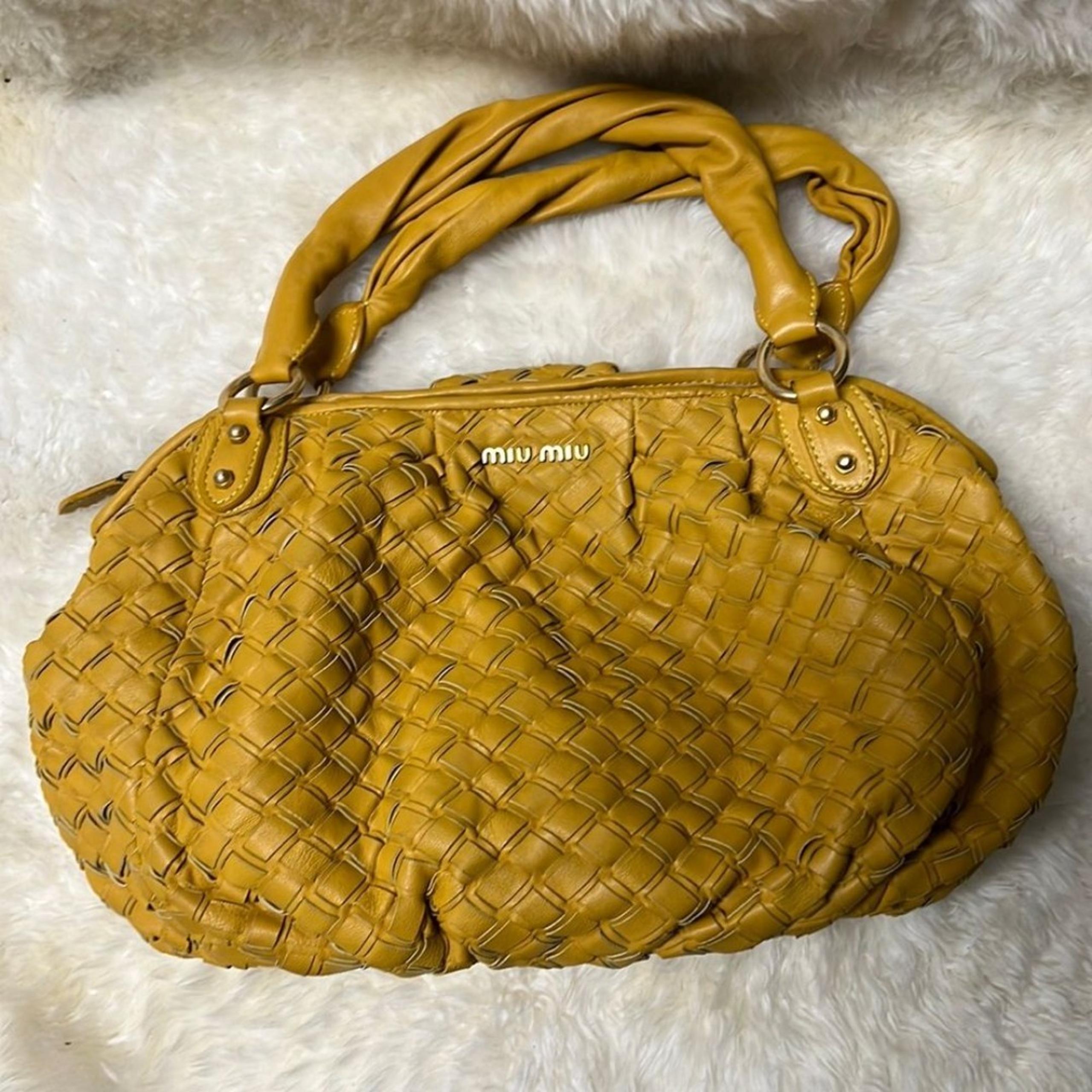 EUC - Miu Miu Woven Real Lambskin Handbag / Shoulder Bag