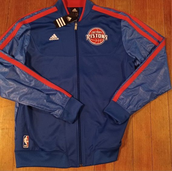 Detroit Pistons Men's Size Large Coat Jacket New Adidas Full Zip Track Jacket Ne