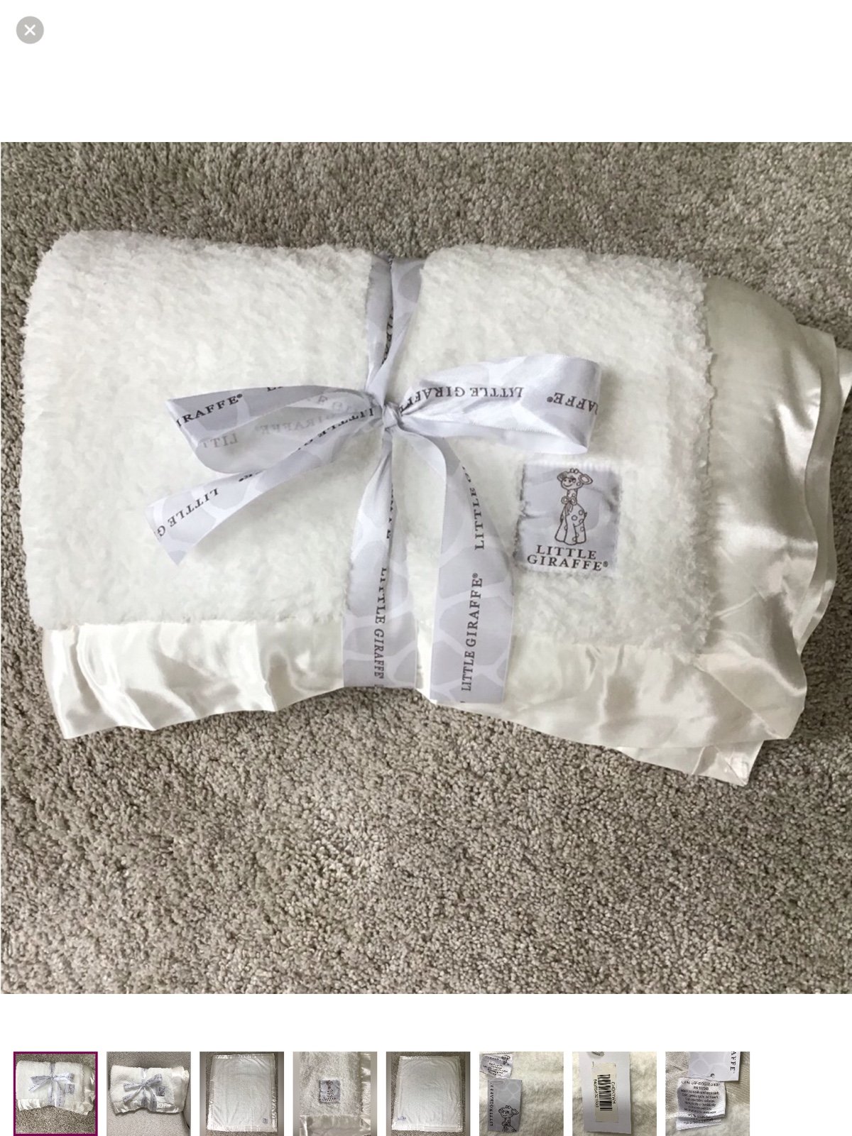 LITTLE GIRAFFE Chenille White Blanket