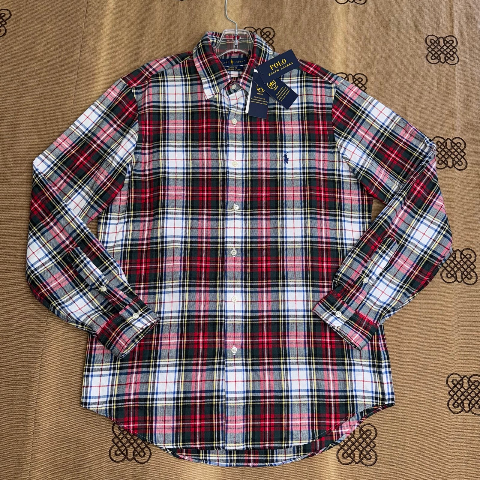 Ralph Lauren NWT! Classic Fit Performance Flannel Plaid Long Sleeve Shirt In Red
