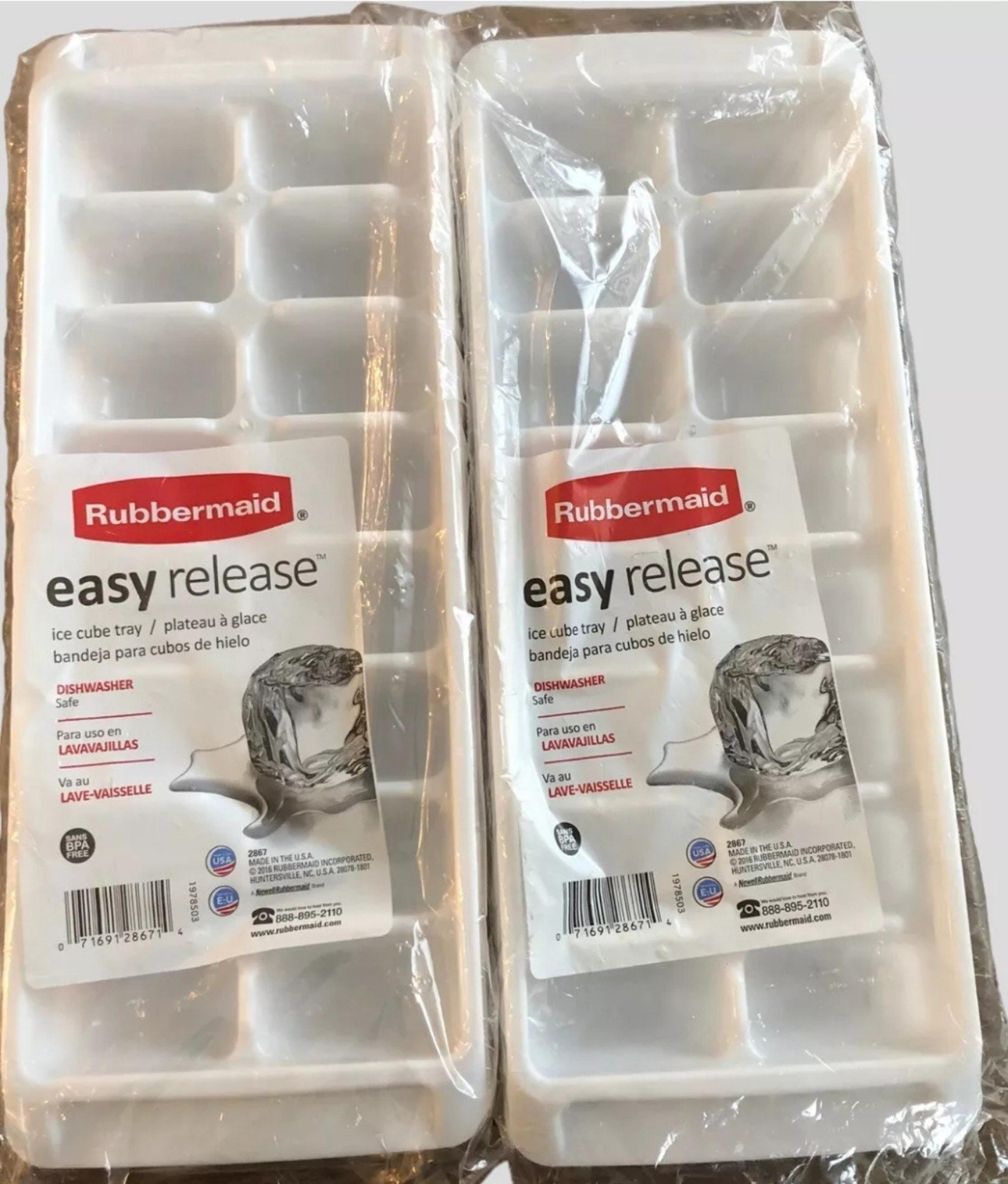 Lot Of 2 Rubbermaid Ice Cube Tray Easy Release  White 16 Cubes USA