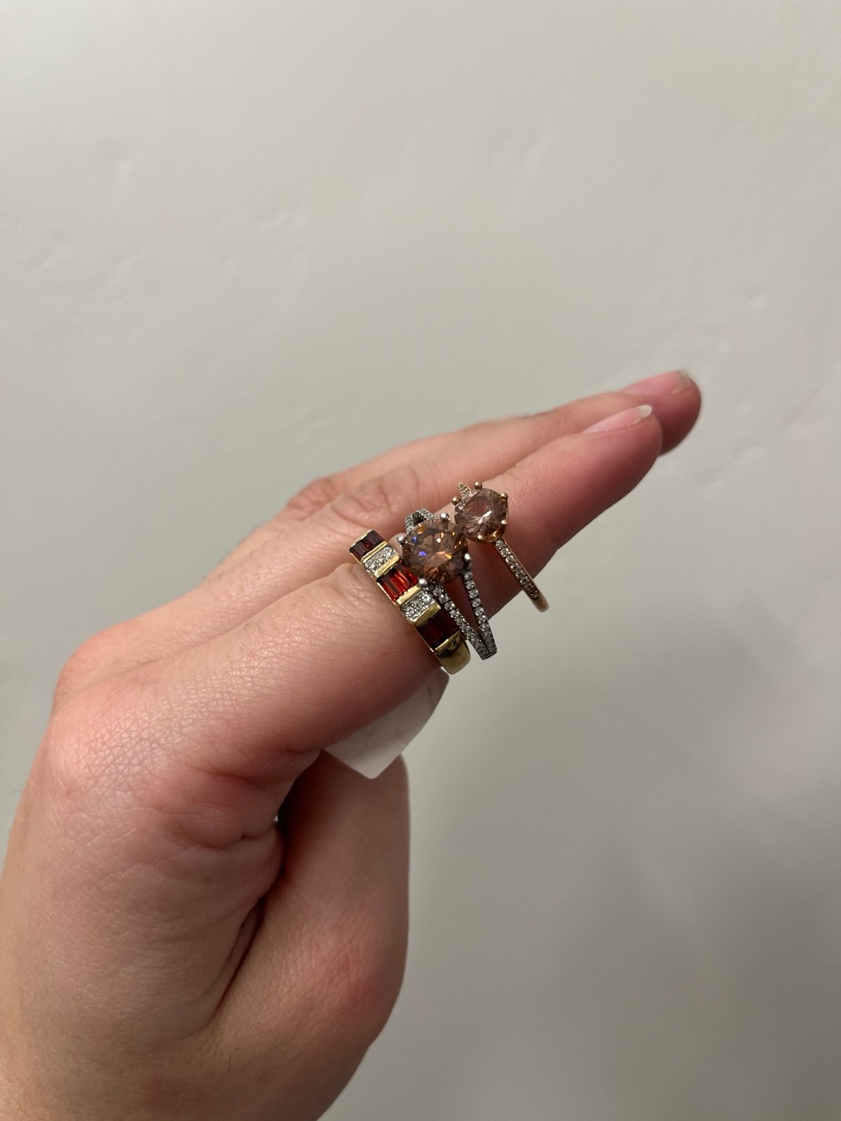 Lot of 3 Womens Costume Jewelry Rings Genuine Stones Size 8 925 Sterling Silver