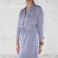 Aritzia Babaton Lilac Purple Silk Drawsring Waist Bennett Mini Dress Size Medium