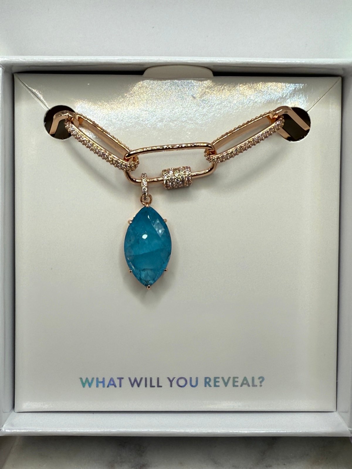 Bomb Party Mental Health Necklace “Hold On To Hope” Blue Topaz To Rhodalite