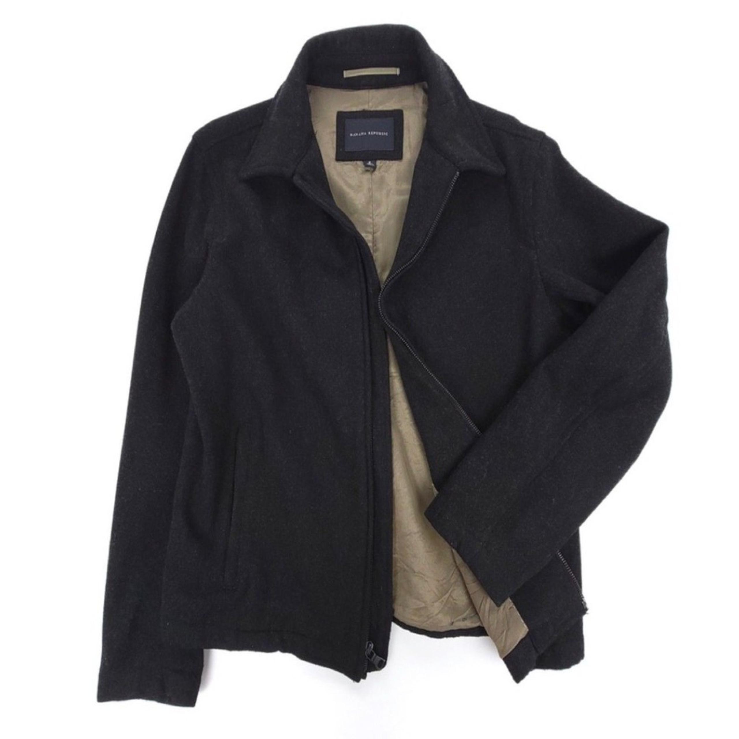 BANANA REPUBLIC Old Money Speckled Charcoal Wool Car Field Jacket Men's Medium