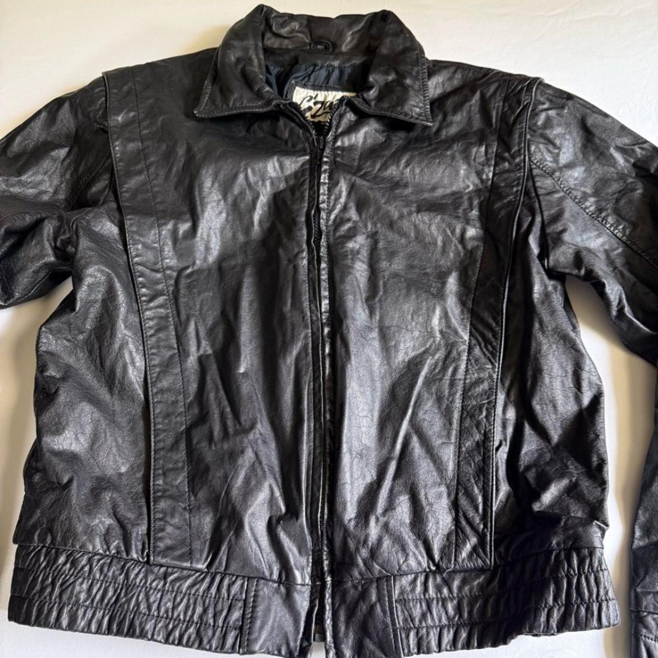 Czar | Men's 40, Vintage Black Leather Jacket, Paneled Design, New Wave, 1980s