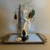 Upcycled Vintage Marilyn Monroe Jewelry Stand on Gold Mirrored Tray with diamond