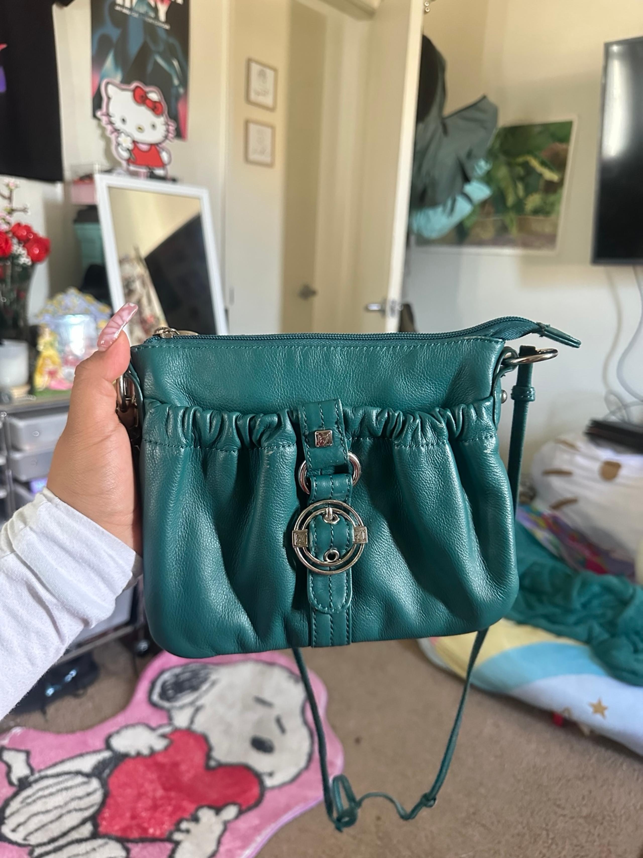 vintage green stone mountain leather crossbody bag