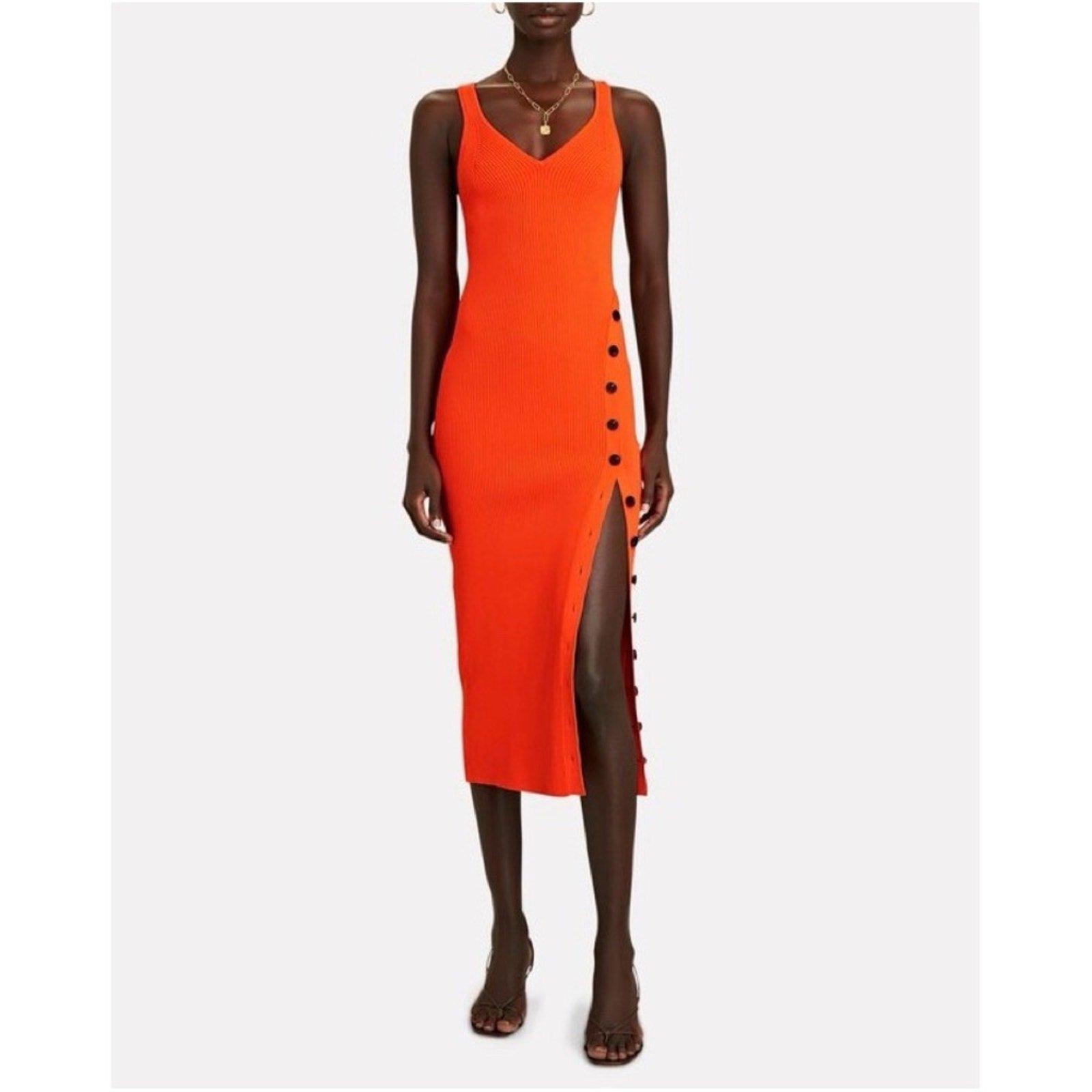 Self-Portrait Sleeveless Rib Knit Midi Dress