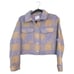 Elodie Purple Cream Plaid Jacket Fleece Feel Button Front Small