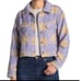 Elodie Purple Cream Plaid Jacket Fleece Feel Button Front Small
