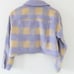 Elodie Purple Cream Plaid Jacket Fleece Feel Button Front Small