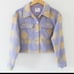 Elodie Purple Cream Plaid Jacket Fleece Feel Button Front Small