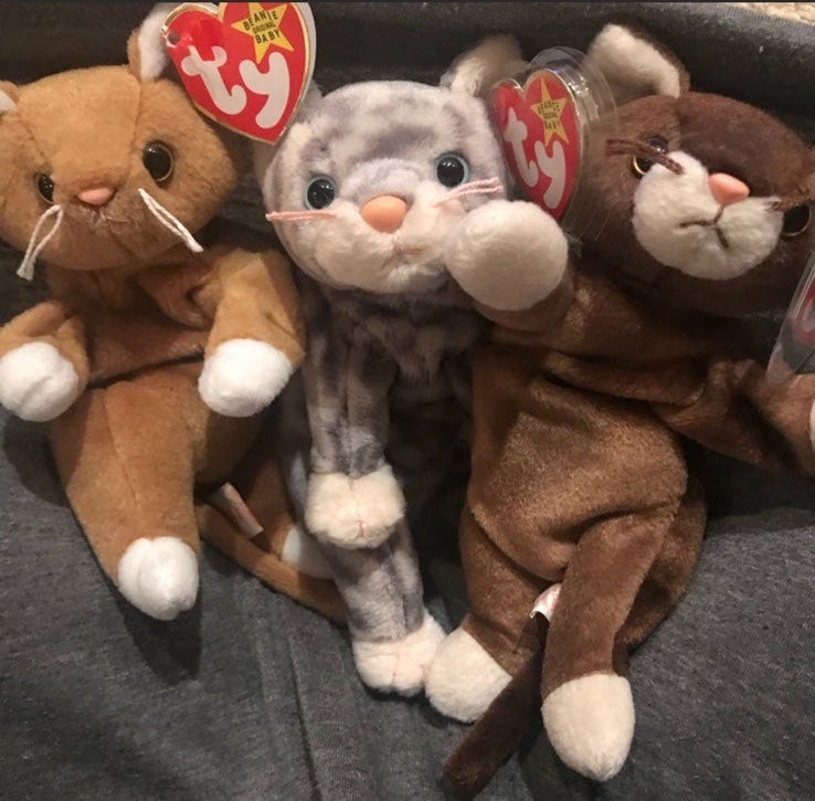 Retired 1993 Ty Original Beanie Babies Cat Bundle