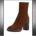 Aquatalia Isla Calf Ankle Brown Suede Block Heel Boots Womens Size 10