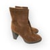 Aquatalia Isla Calf Ankle Brown Suede Block Heel Boots Womens Size 10
