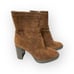 Aquatalia Isla Calf Ankle Brown Suede Block Heel Boots Womens Size 10