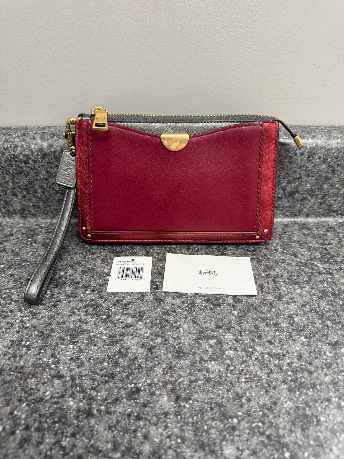 Coach Dreamer Red Wristlet Wallet Clutch Colorblock With Signature Canvas #79599