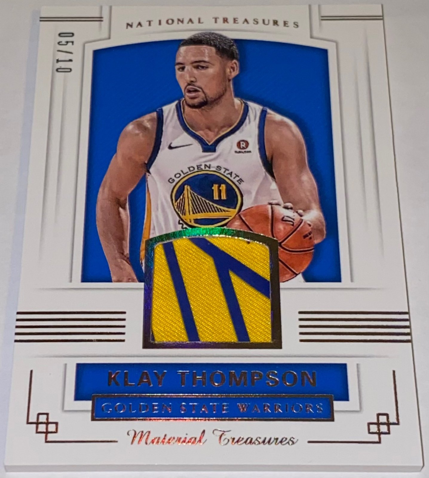 2017-18 NATIONAL TREASURES MATERIAL TREASURES GOLD /10 KLAY THOMPSON #MT-50 RARE