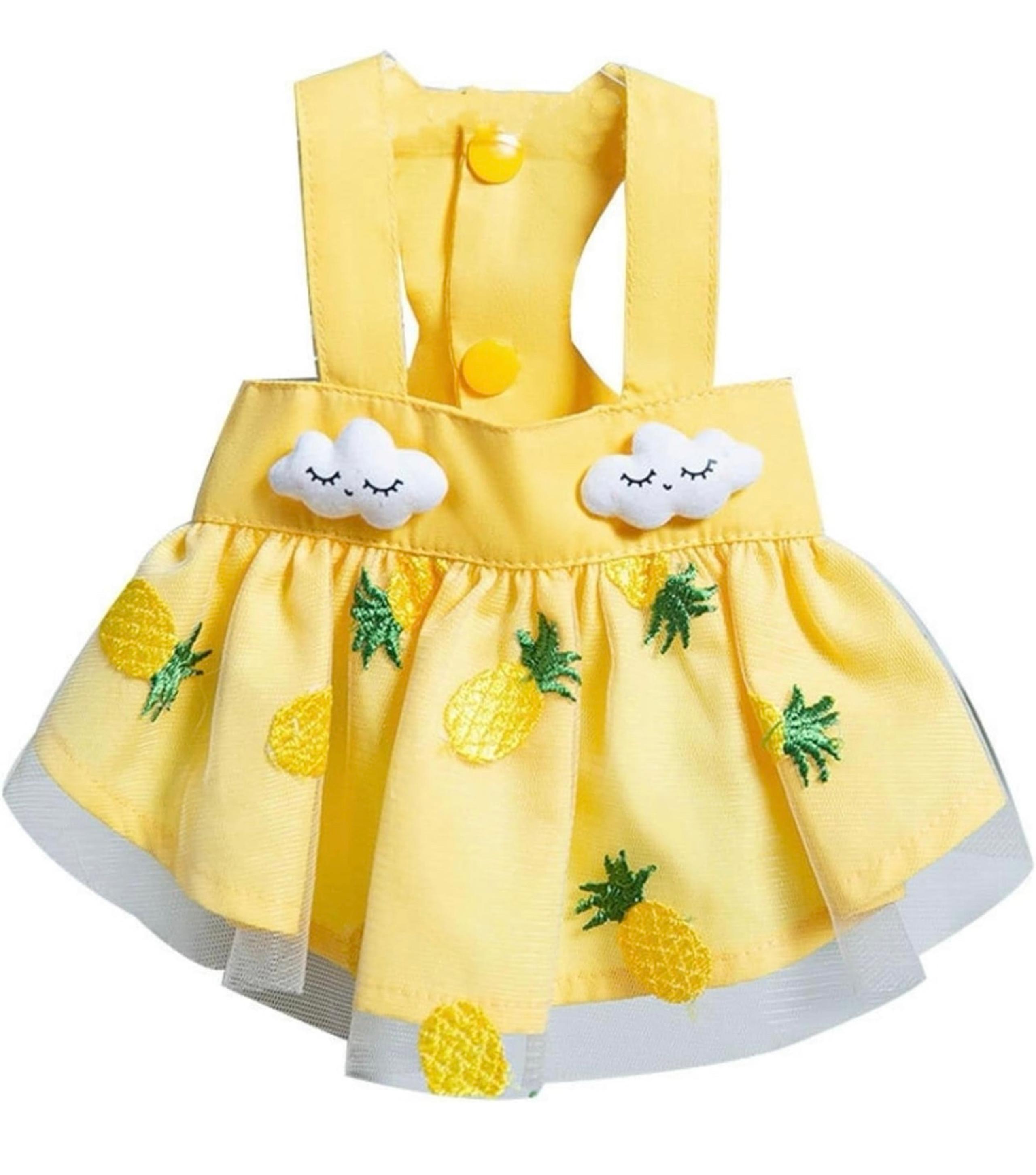 Dog Dresses Yellow Pineapple Small Puppy Dress Spring Summer Girls Lightweight