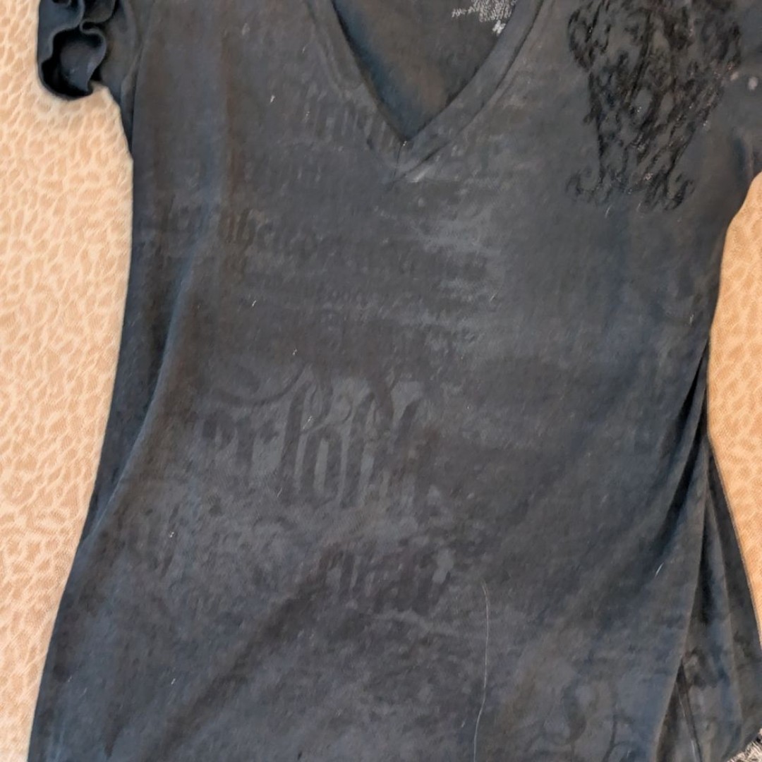 Black V-Neck Women's Top
