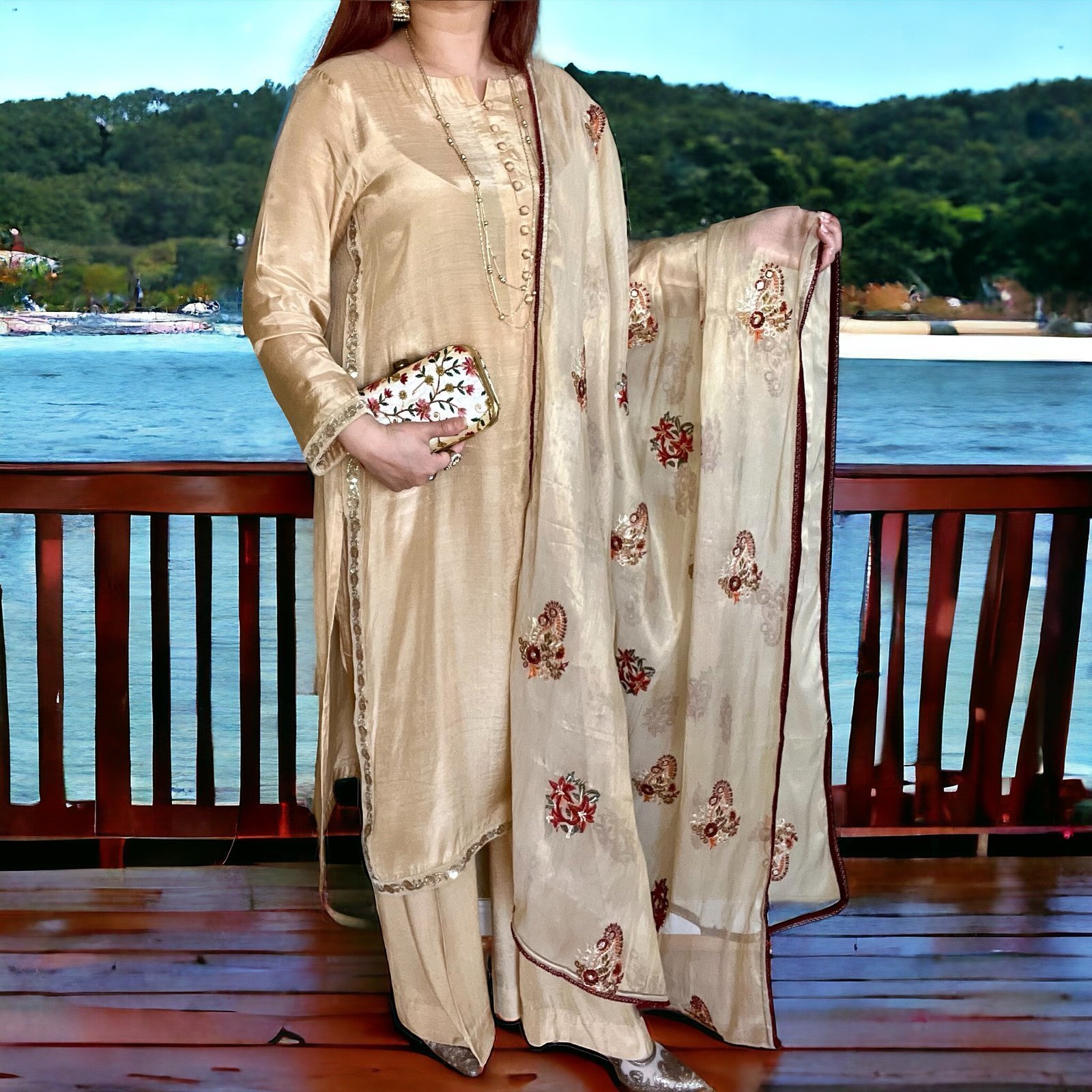 Golden Pakistani Suit, Dress, Salwar Kameez