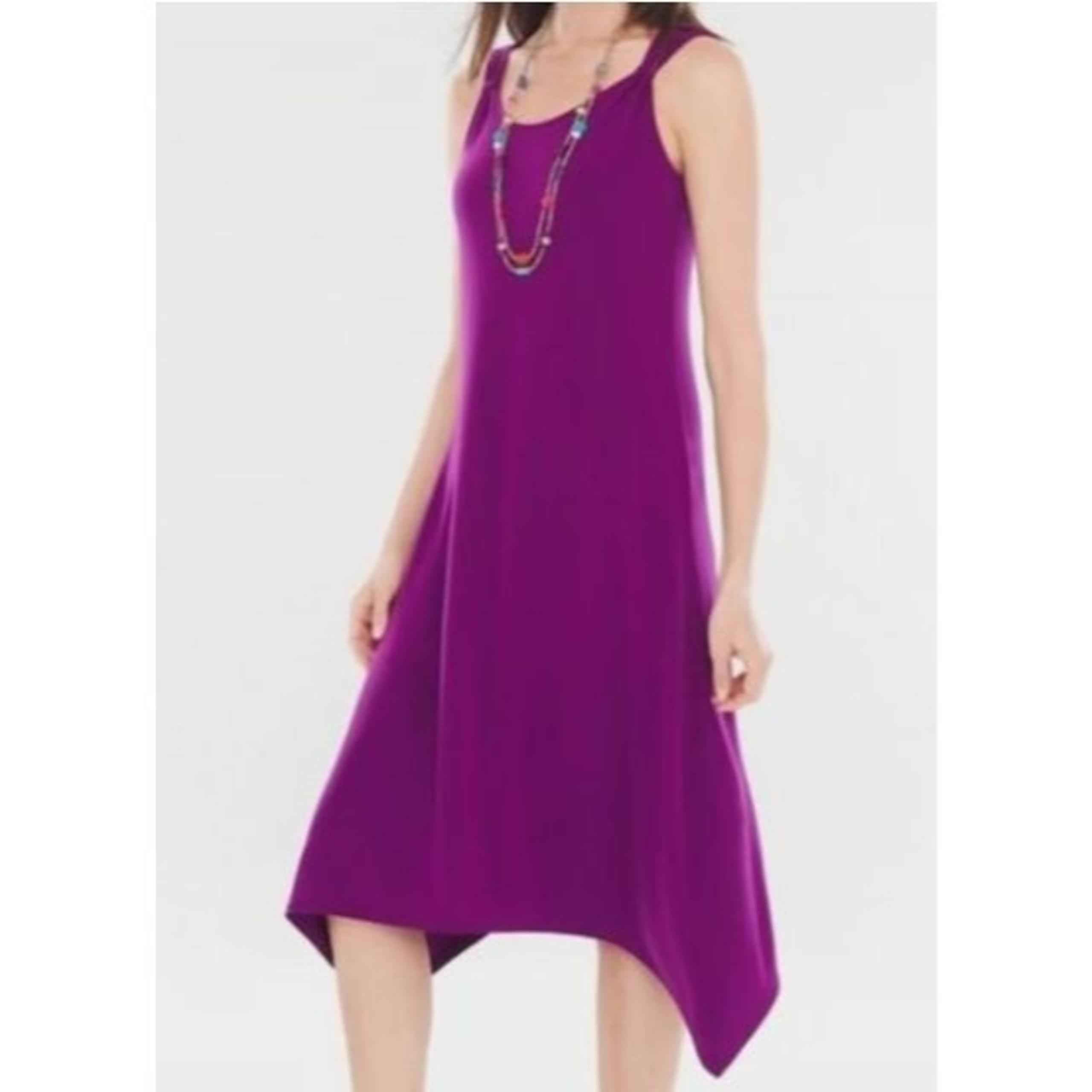 Chicos Midi Swing Shift Dress Womens Size 1 Medium Purple Sleeveless Pullover